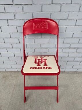 Vintage Houston Cougars Folding Chair Box Seats Lake Bluff Illinois NCAA Red
